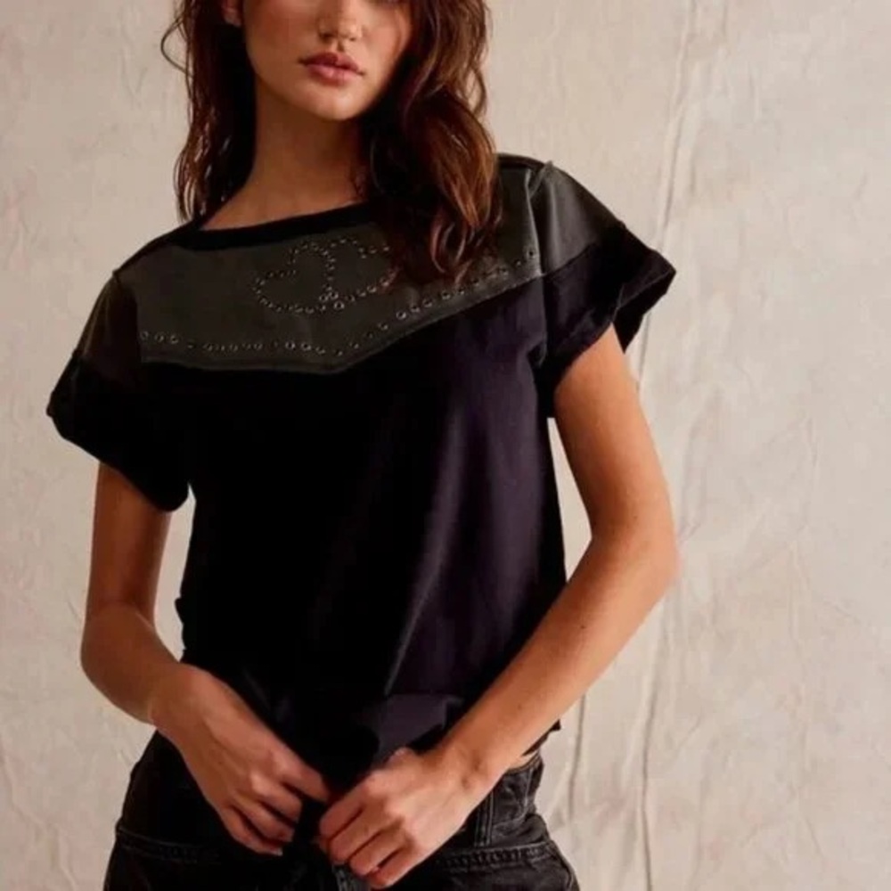NWOT We the Free Mustang Sally Tee in Black Combo
